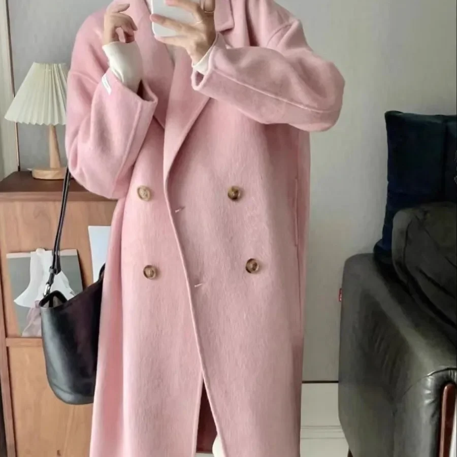 

High-end double-sided wool woolen coat for women's autumn and winter 2023 new Korean Hepburn style long woolen coat