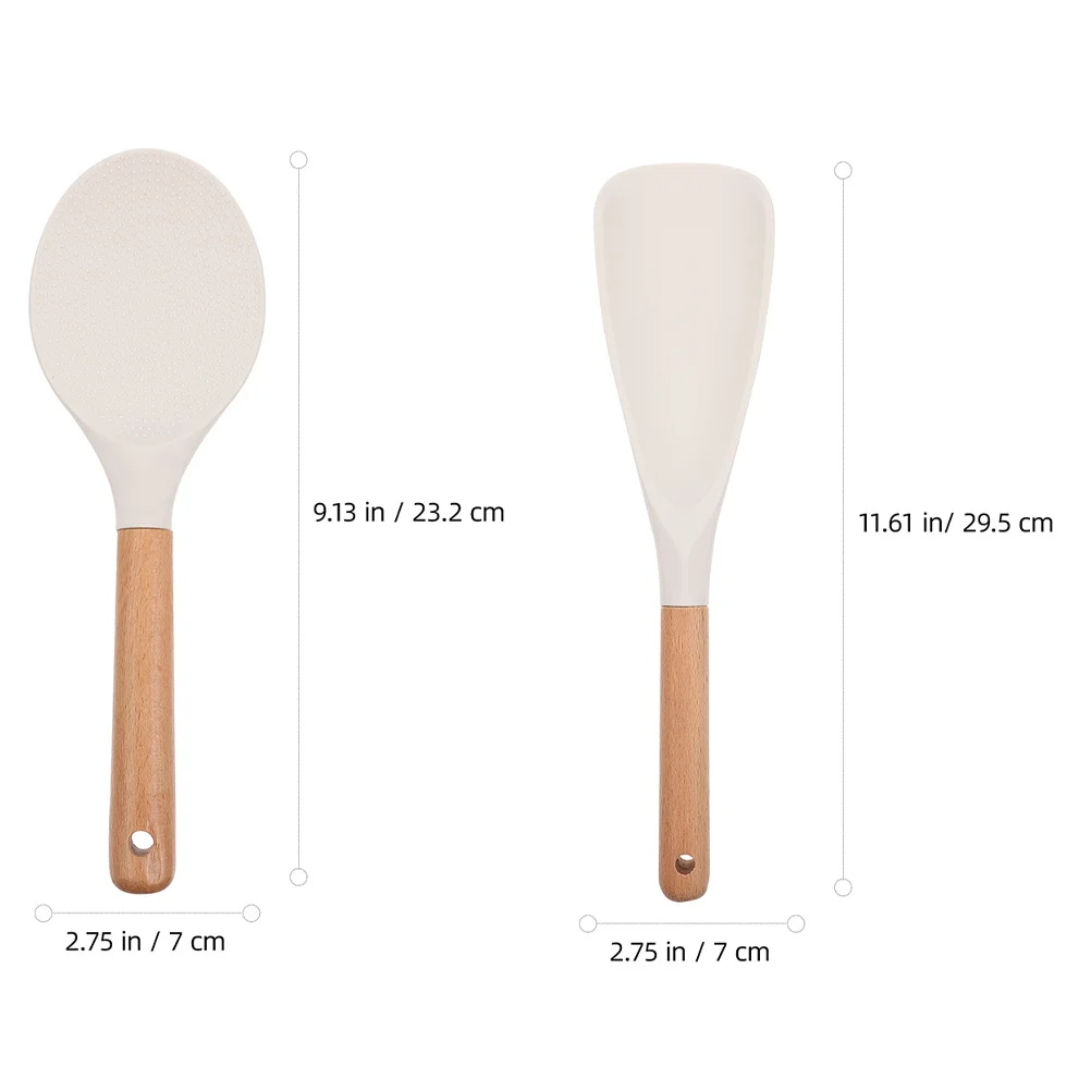 

2Pcs Rice Paddle Silicone Rice Spoon Household Kitchen Accessory Ergonomic Handle Smooth Surface Easy Clean