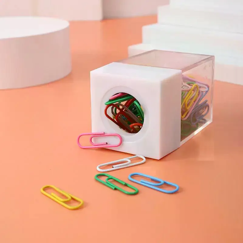 18pcs Paperclips Macaron Color Ins Paper Clip Storage Box Protable Stationery High Capacity Storage Box Office Binding Supplies