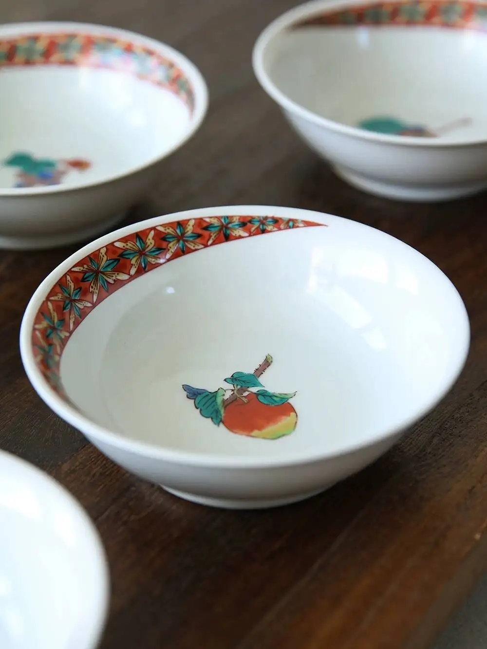 In Stock Japanese Imported Kutani Ware Fruit-Patterned Ceramic Small Bowl Set, Household Tableware, Gift Set