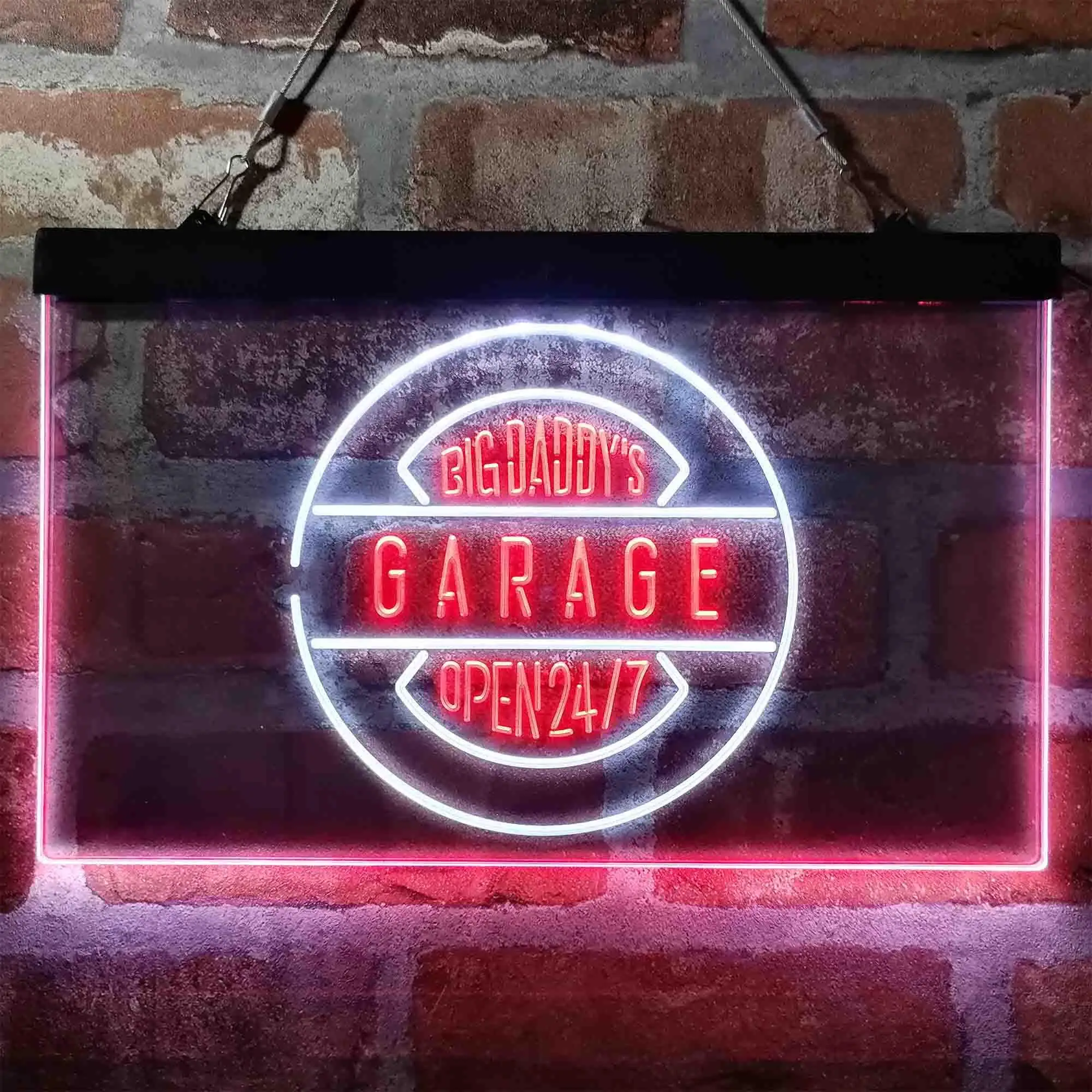 Big Daddy Garage Open 24/7 Dual Color Led Neon Sign st6-i3983