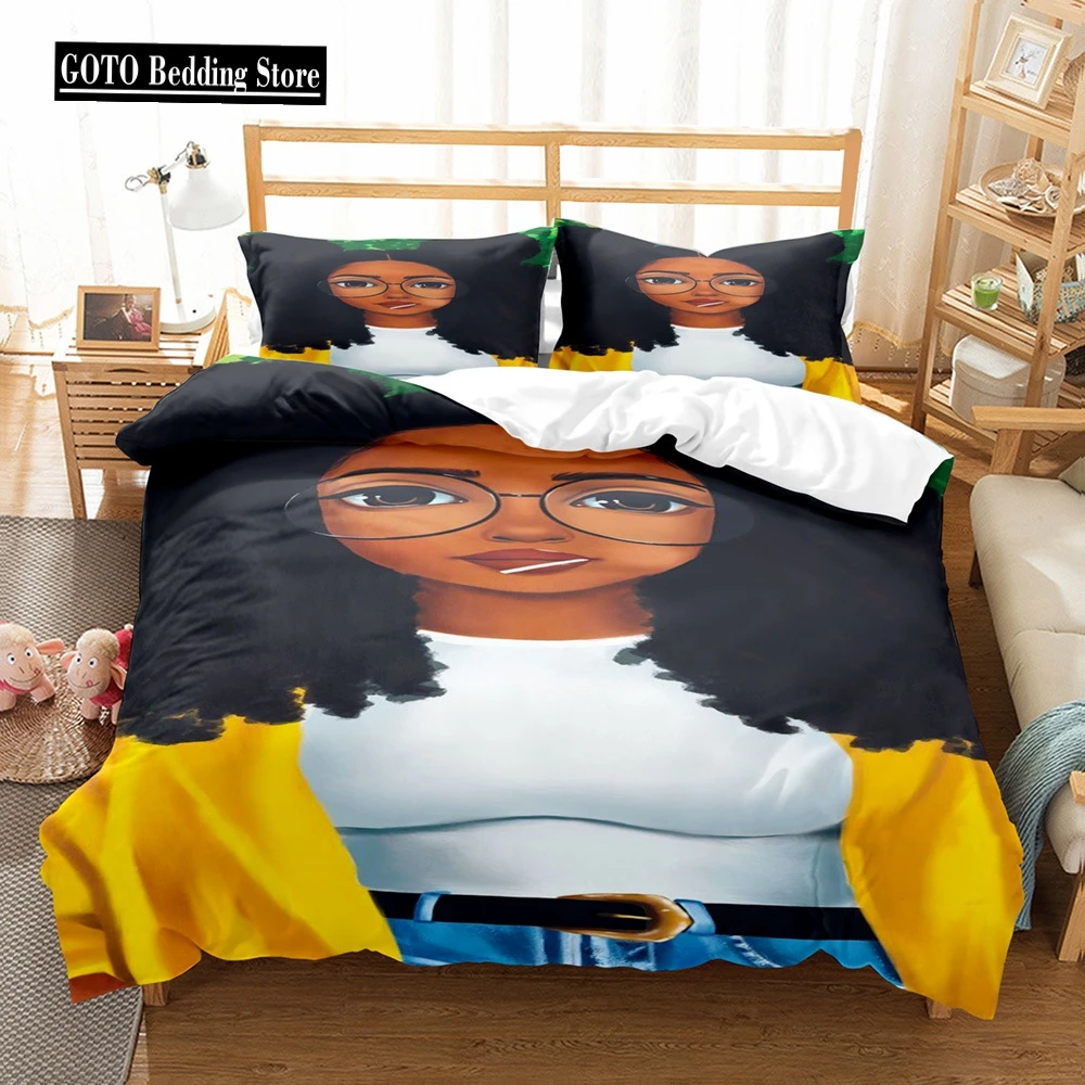 

Bedding 3D Print Fashionable African Girl Comforter Bedding Sets Duvet Cover Pillowcases Double Single Bed Jogo De Cama Casal