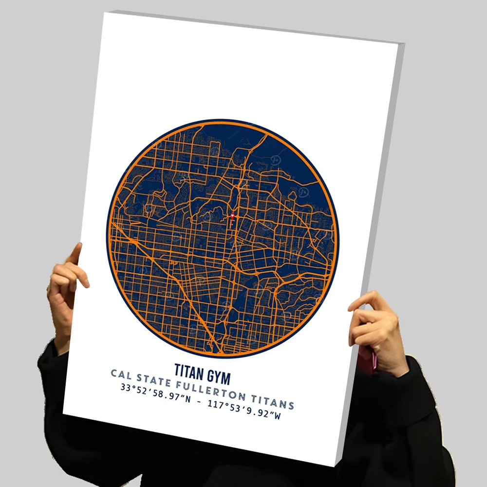 Cal state fullerton titãs mapa imprime cartaz personalizado pintura em tela arte da parede casa e decoração sala de estar imagem decorativa