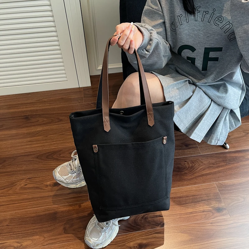 

Fashion Large Capacity Canvas Tote Bag for Women, Simple Durable Shoulder Handbag, Stylish Casual Shopping Bag Work Commuter Bag