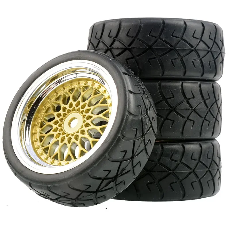 4PCS 65mm 1/10 Rubber Tire RC Racing Car Tires On Road Wheel Rim For HSP HPI RC Car Part Diameter 65mm Tires 94123-94122