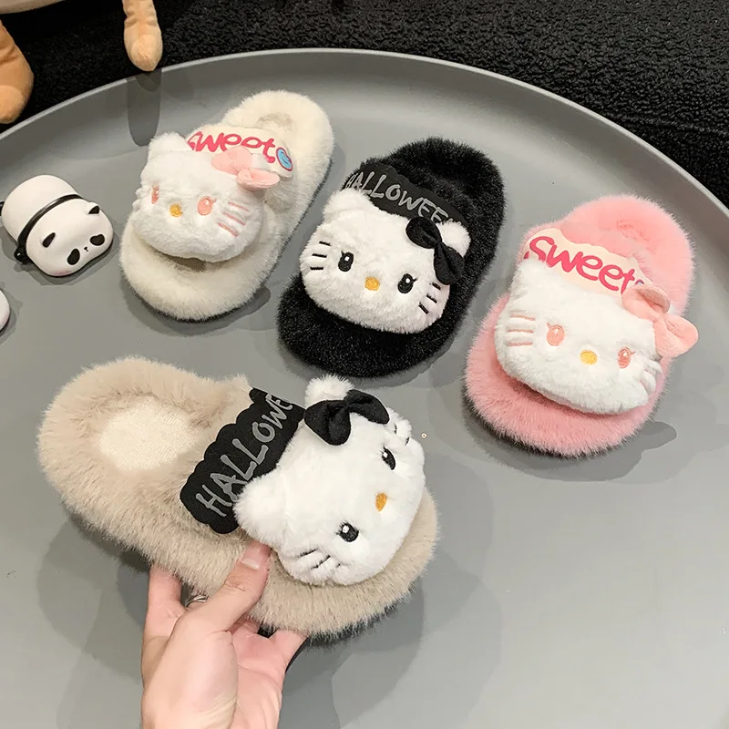 

Лидер продаж Sanrio Girl Hello Kitty Kawaii, модные удобные тапочки, студенческие осенне-зимние детские меховые тапочки с героями мультфильмов, новый стиль