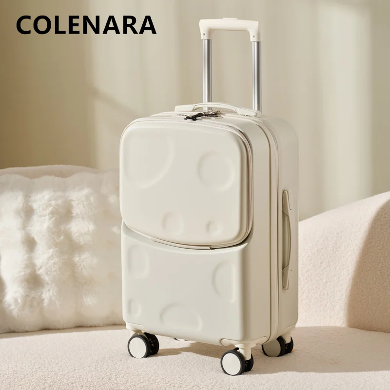 COLENARA New 20"22"24"26Inch Suitcase ABS+PC Boarding Box USB Charging Trolley Case Front Opening Handheld Travel Luggage