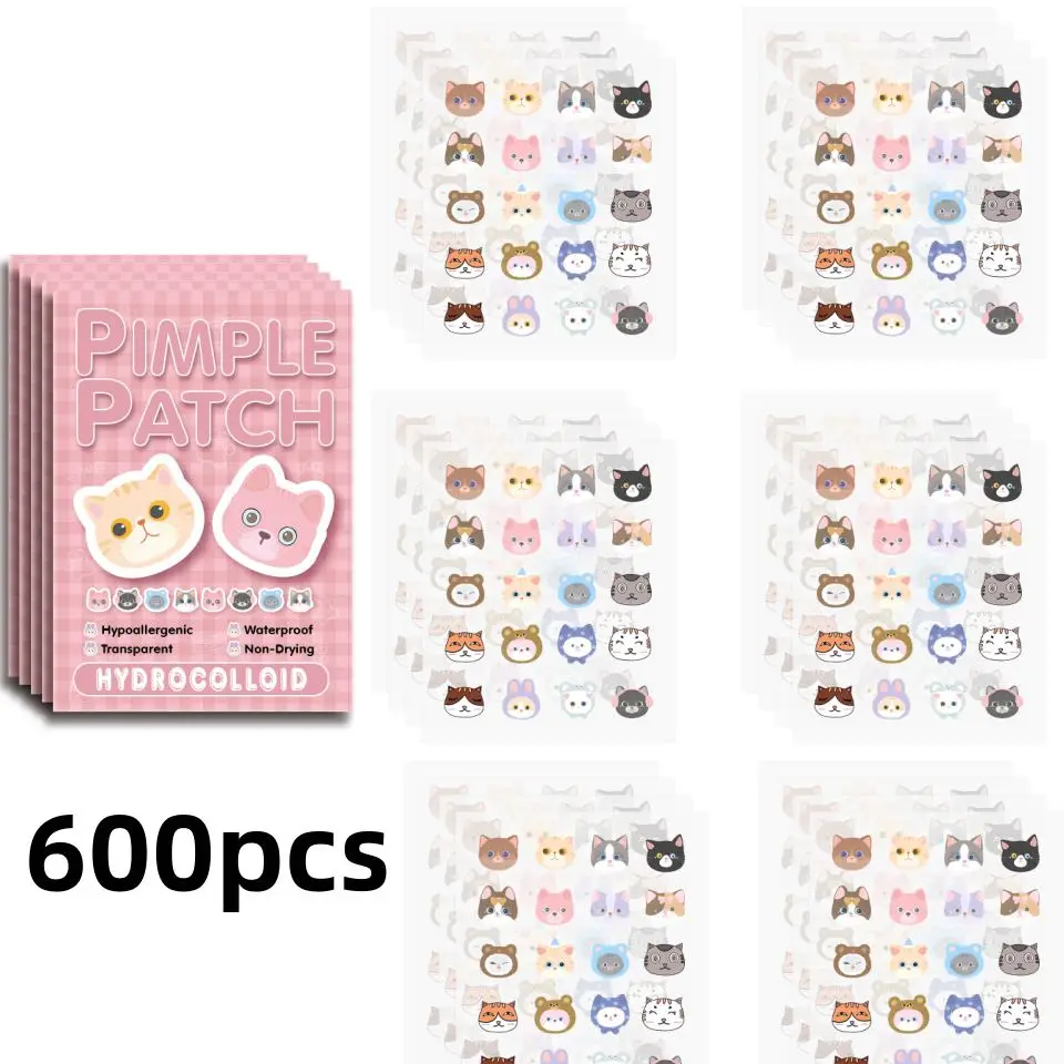 رقع حب الشباب بحمض الساليسيليك - ملصقات غير مرئية ولطيفة على شكل قطة لمحاربة البثور وتهدئة البشرة