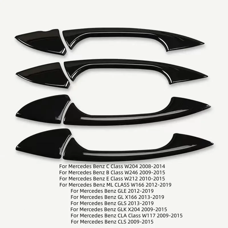 

Black Fiber Car Door Handle Cover Trim for Mercedes Benz C E B GLK GLE ML Class CLA CLS W204 X204 W212 W246 W166 W117