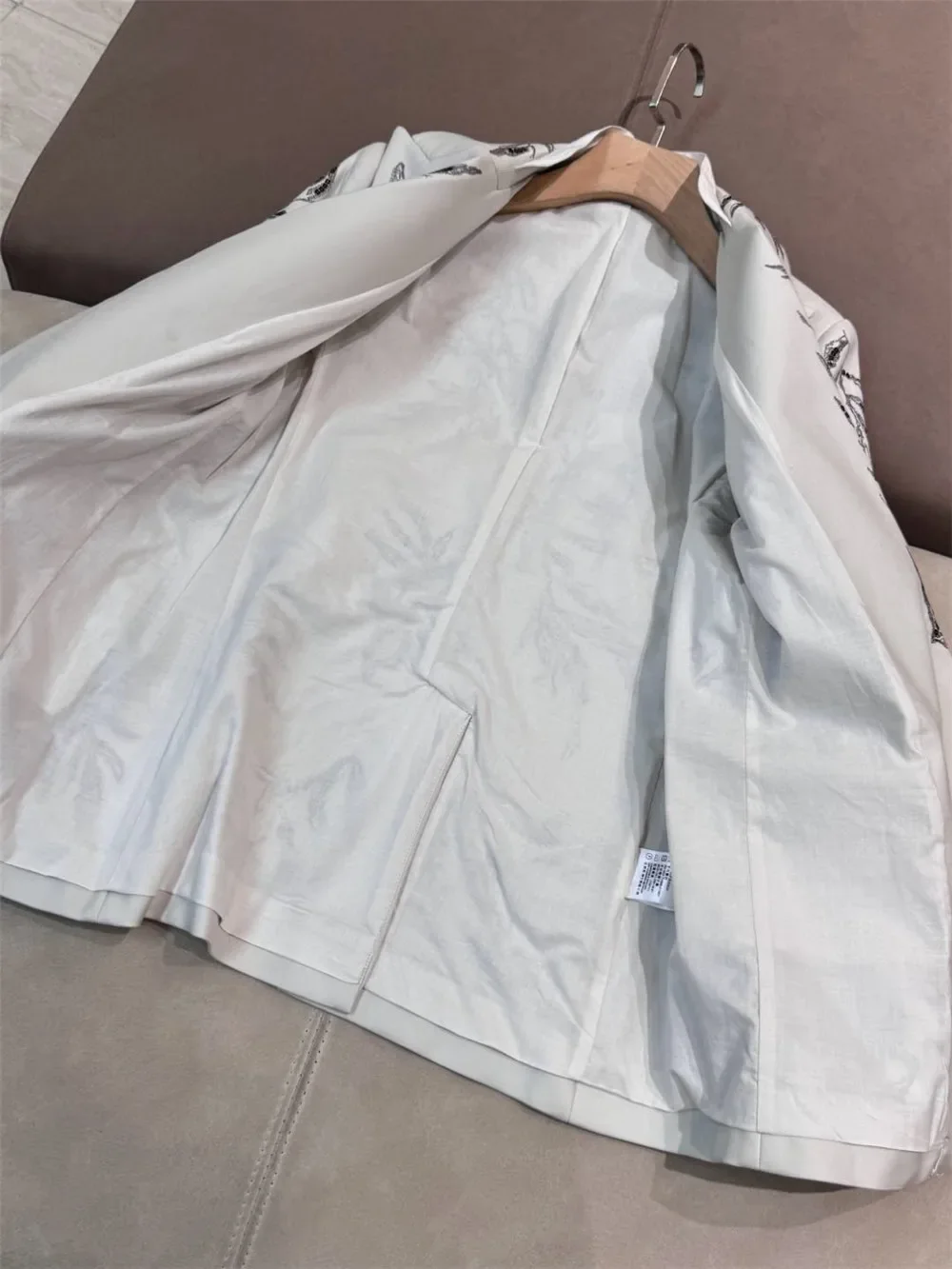 Veste droite imbibée pour femme, blazer à manches longues, broderie à paillettes, crantée, double boutonnage, mode féminine, printemps, 2025