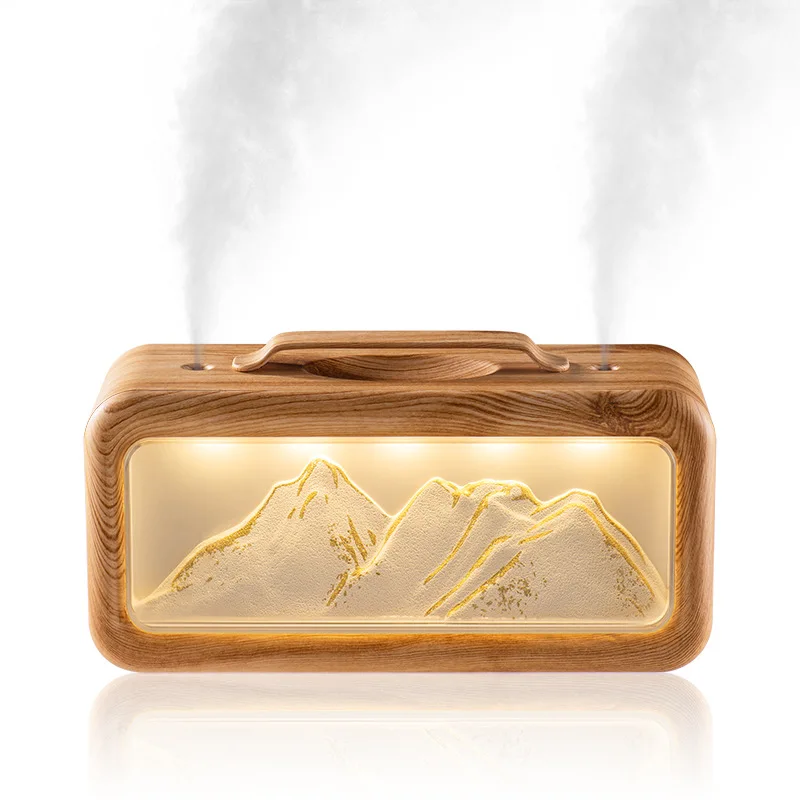 New Double Spray Humidifier Creative Atmosphere Light Humidifier Small Home Desktop Snow Mountain Humidifier