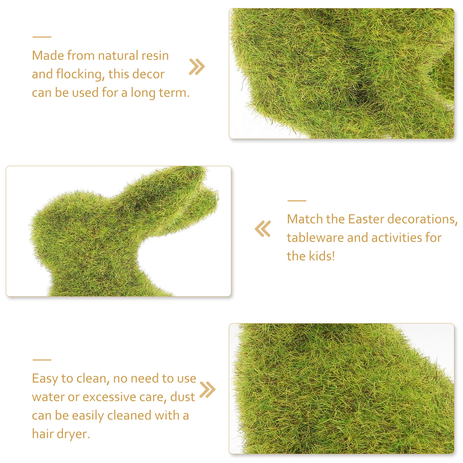 

Moss Rabbit Statue Easter Bunny Ornament for Terrace Lawn Backyard Wedding Engagement Party Natural Resin Flocked Desktop