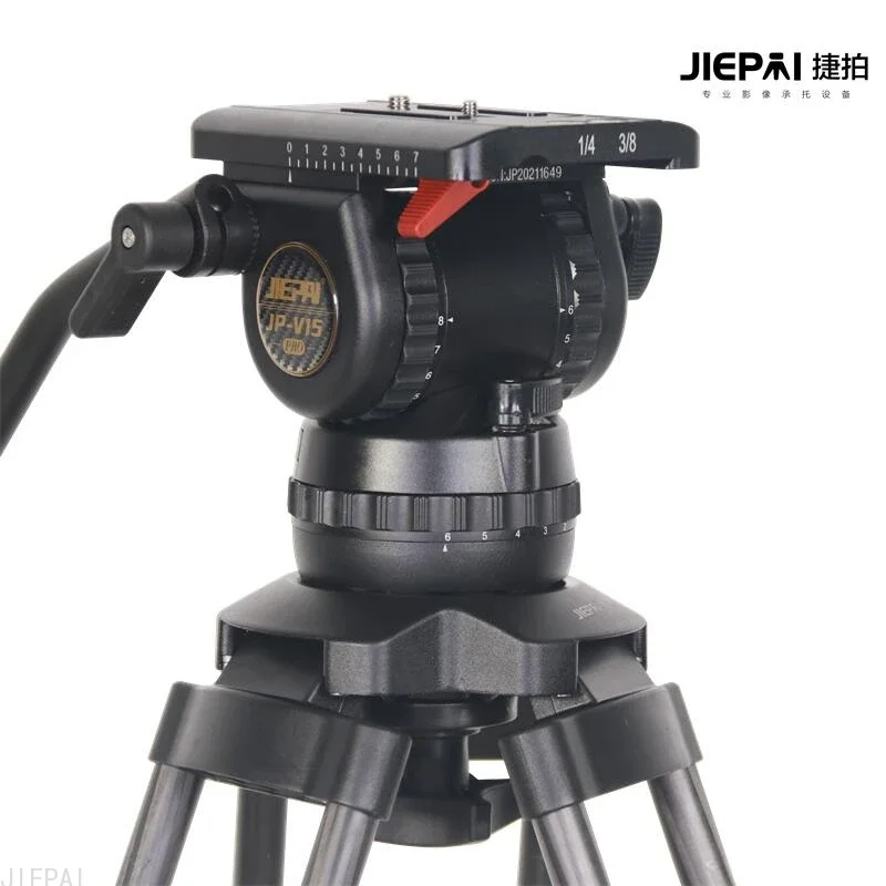 JIEPAI JP-V15 Professional Fluid Geared Head 15kg Video Film Camera Tripod Head 100mm Bowl w/ Pan Bar VS TERIS V15 for ENG ARRI