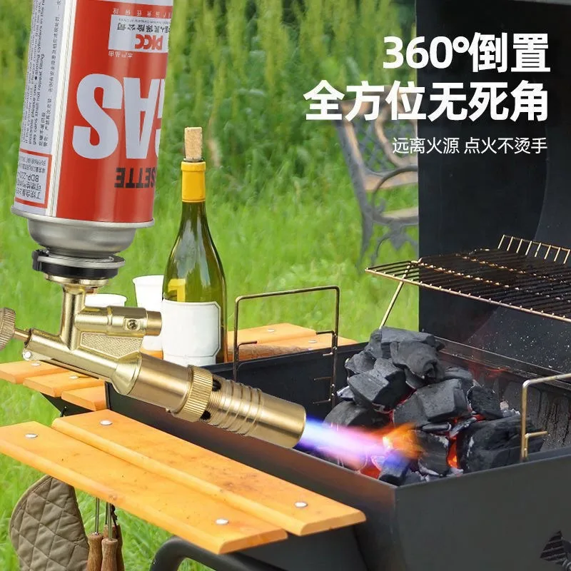 Portable Welding Gas Torch Flame Nozzle Butane Burner Outdoor Camp BBQ Lighter Flamethrower Kitchen Supplies Equipment