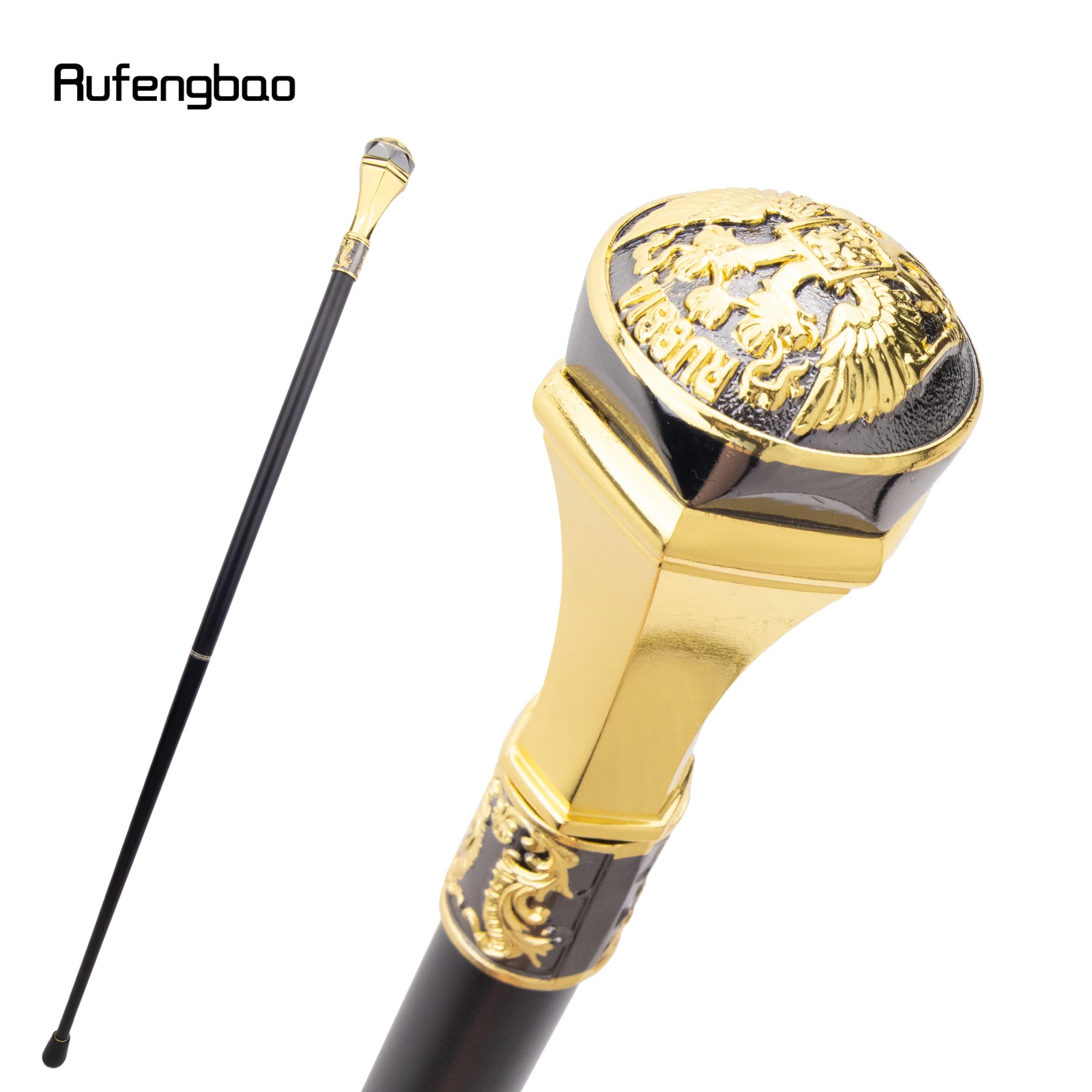 Golden Black Double Headed Eagle Totem Walking Cane Fashion Stick Gentleman Luxury Crosier Knob Walking Stick 93cm