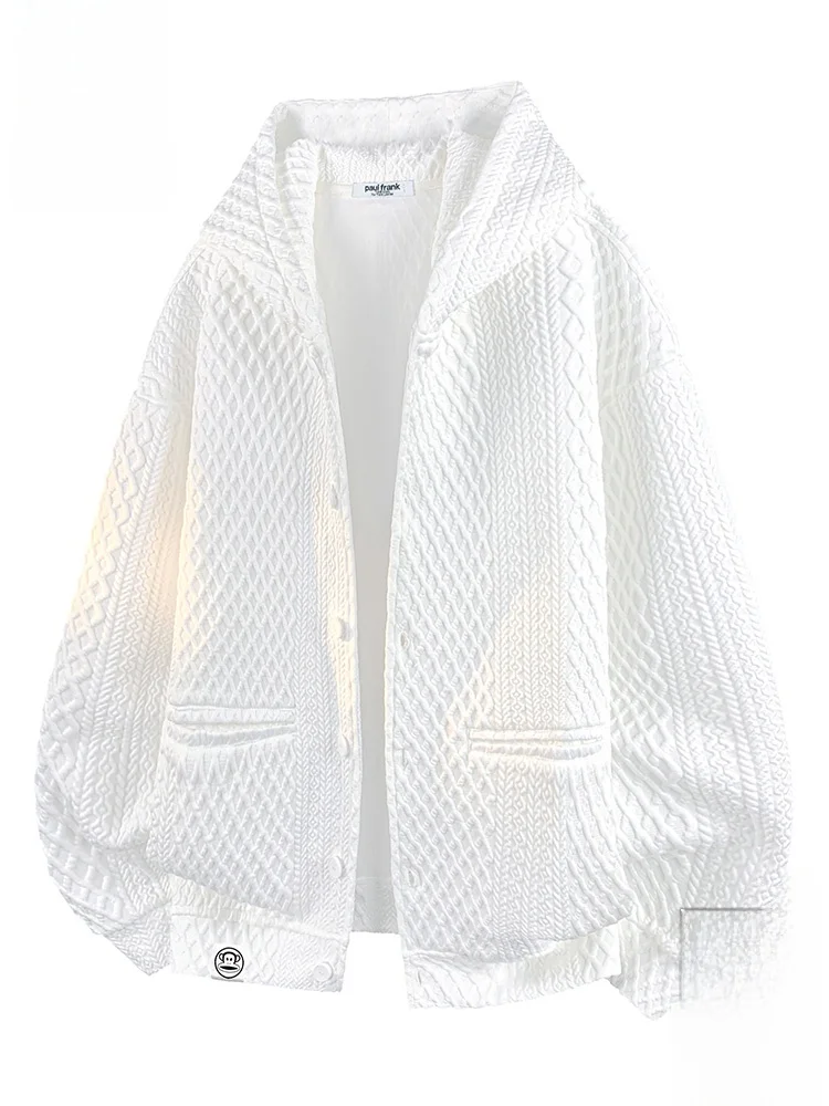 

PaulFrank Loose Fit Casual Jaet with Hat for Men Autumn Season Polyester Fiber Spandex Casual Sle Long Sve Coat