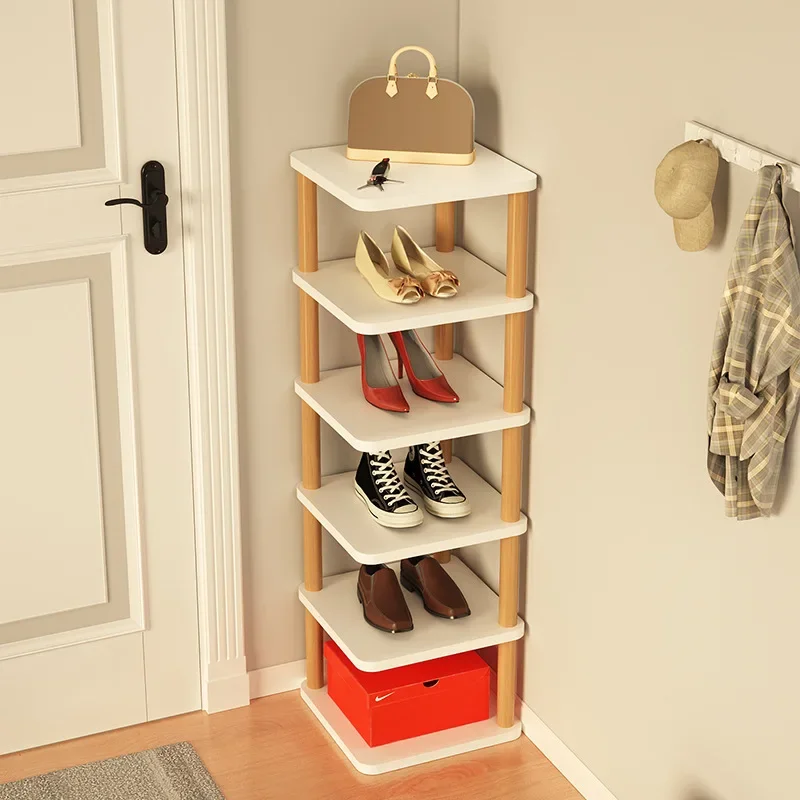 Multi story shoe rack, home storage tool for saving space, small narrow shoe rack, simple shoe cabinet with wall corner seams