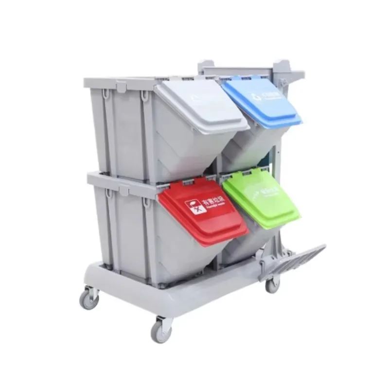Multipurpose Cleaning Trolley Plastic Cart with Closed Cabinet