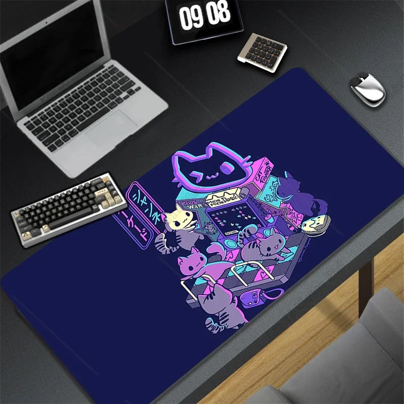 Cute Cat Large Mouse Pad Gamer Kawaii Gaming Accessories Deskpad Play Mats Anime Office Mini Pc XXL Mousepad 40x90 CM