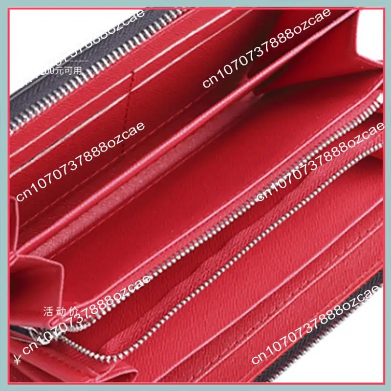 Carteira masculina de couro de microfibra de fibra de carbono com bolso para celular A26P com zíper longo