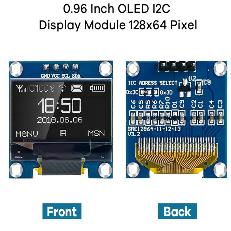 0.96 Inch blue yellow OLED I2C IIC Display Module 12864 128x64 Pixel SSD1306 Mini Self-Luminous OLED Screen Board for arduino