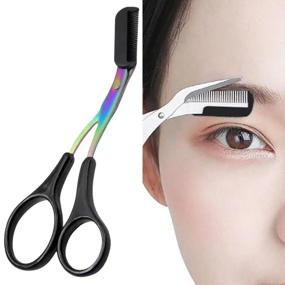 2PCS New with Comb Eyebrow Trimmer Scissor Makeup Tool Non-Slip Eyebrow Scissors with Comb High Quality Eyebrow Scissors Makeup