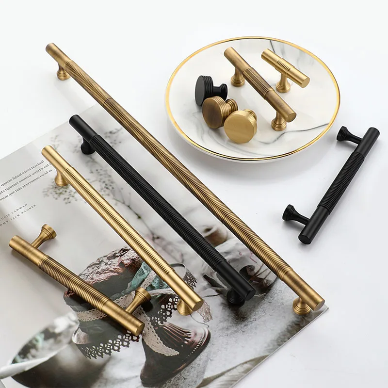 TB9022 Brass Handles Gold Black Cabinet Bar Handle Antique Drawer Knobs Closet Dresser Pulls Furniture Pull Handle