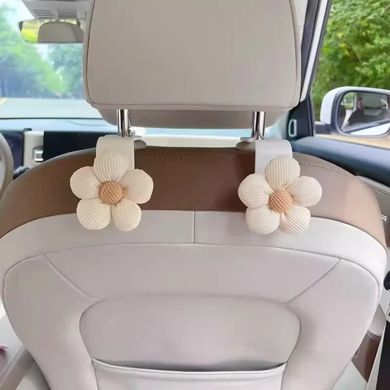 2PCS Multifunctional Float Hook Cute Flower Cute Car Seat Backrest Creative Storage Hook Car Decoration