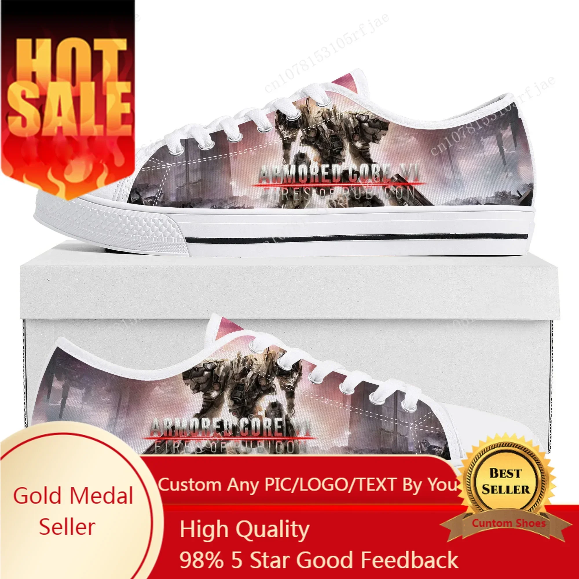 Armored Core VI Fires of Rubicon Low Top Sneakers Cartoon Game Womens Mens Canvas Sneaker Couple Custom Built Shoes