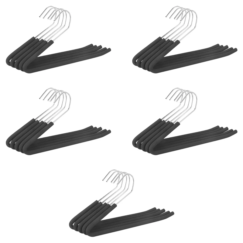 

Open End Trouser Hangers Slack Pant Hanger With Non-Slip Foam Coated Black 20-Pack