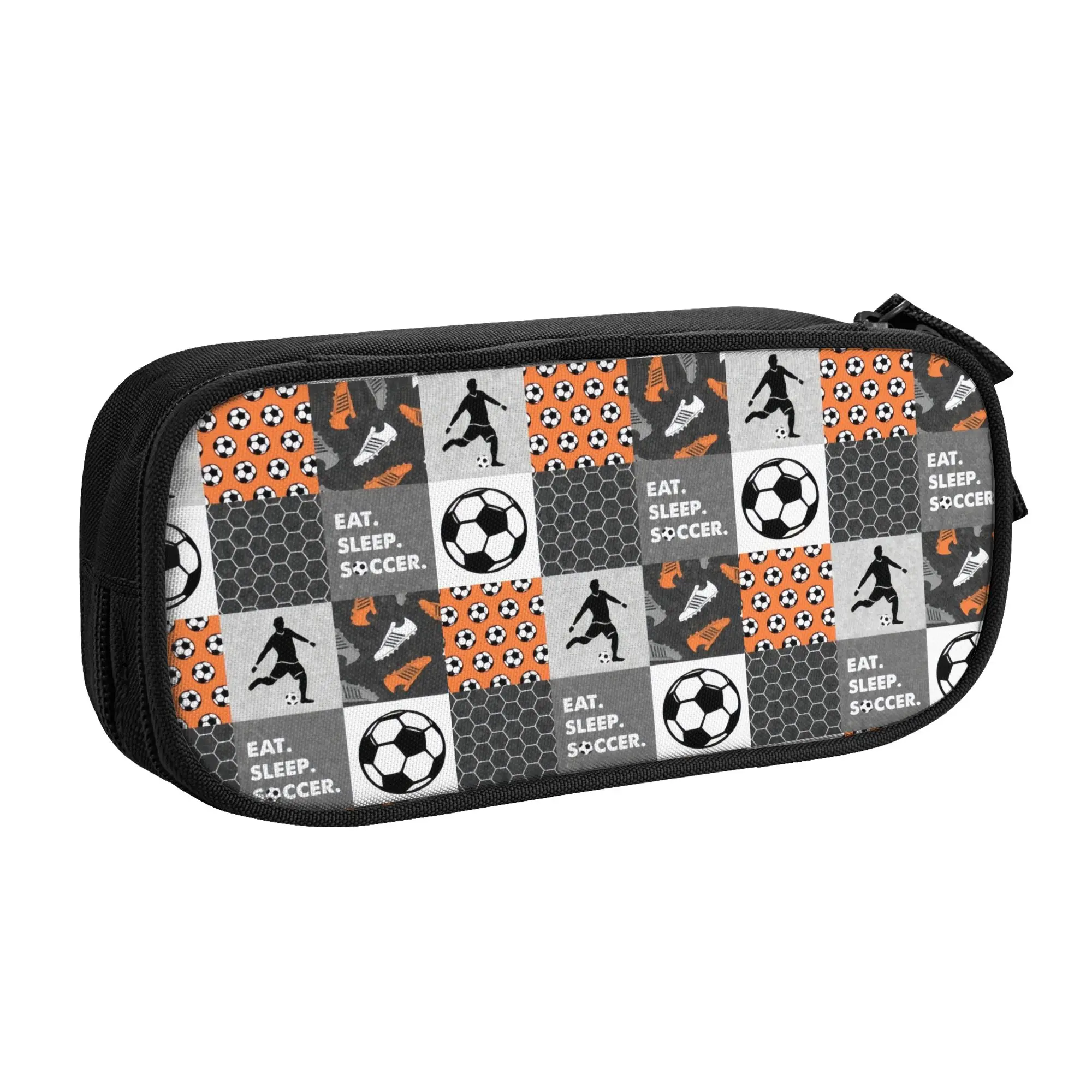 Checkerboard Cool Soccer  Pencil Cases for Boys Girls Big Capacity Footbally  Pen Box Bag School Accessories