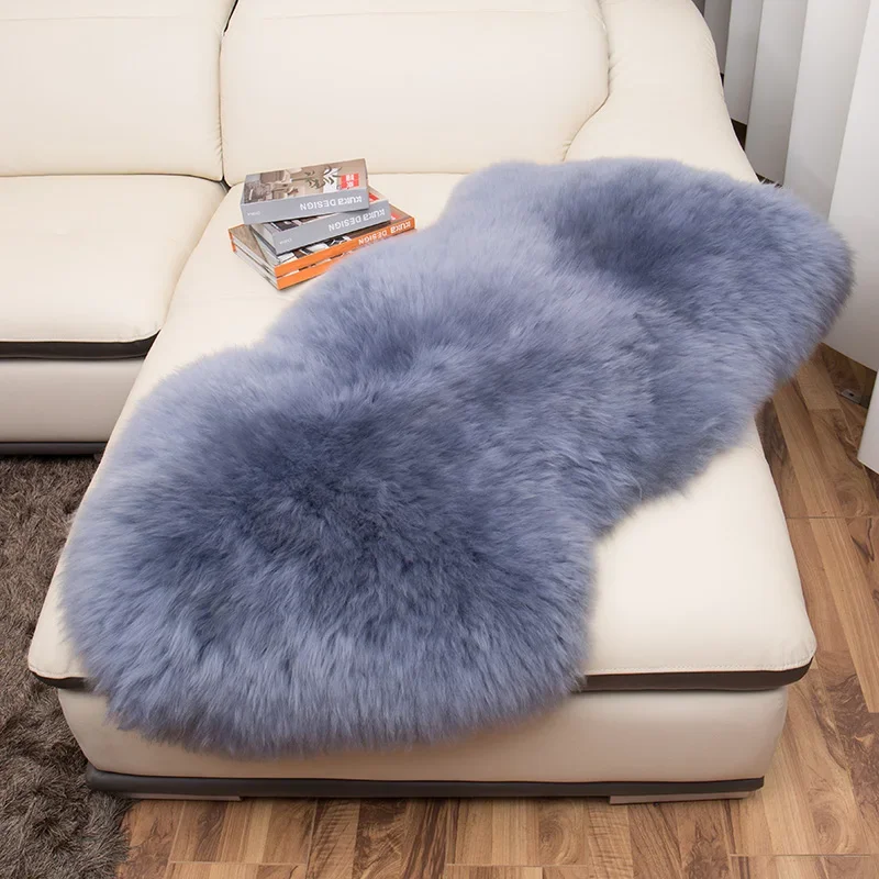 100% Real Sheepskin Wool Carpets for Living Room Bedroom Area Rug Luxury White Fur Warm Shaggy Carpet Super Soft Chair Cover Mat