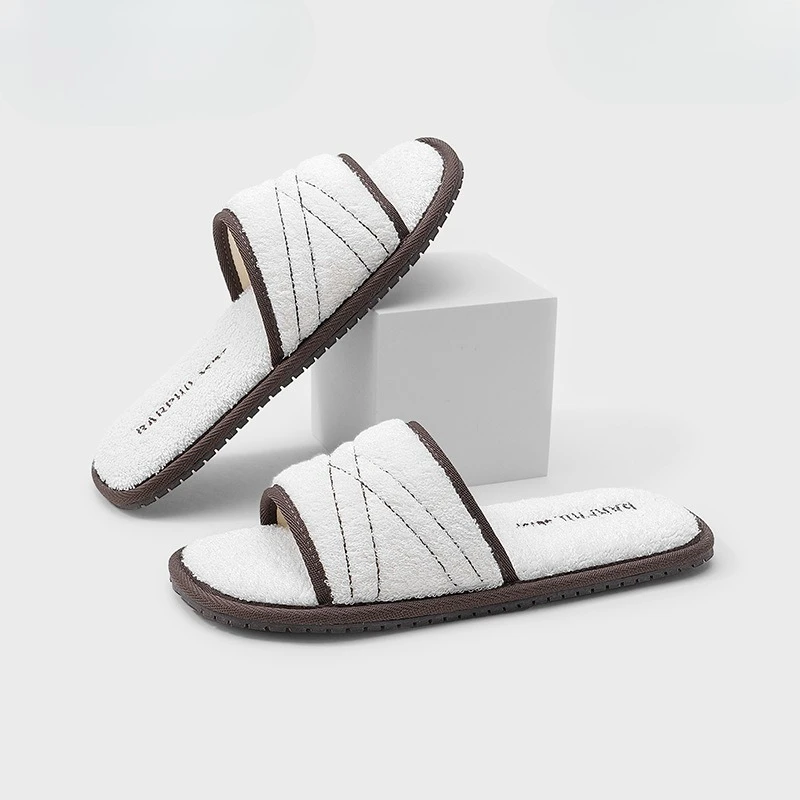 

New Women's Spring-Autumn Indoor Home Slippers Outdoor Wearable Couple Slippers Soft-Soled Breathable Towel Cloth Cool Slippers