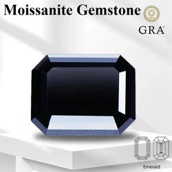 Moissanite Gemstone Emerald Cut Black Color Lab Grown Diamond for DIY Women Jewelry Rings Earrings Making with Certificate