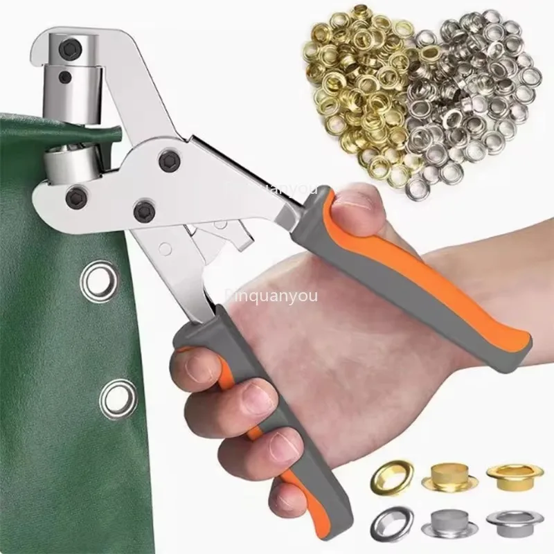

Portable Manual Tarpaulin Eyelet Puncher Kit for 6mm/10mm Silver Grommets for Shoe Eyeleting Machines