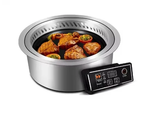 New DT40 Korean smokeless electric grill, commercial embedded lower exhaust and purification, round self-service grill