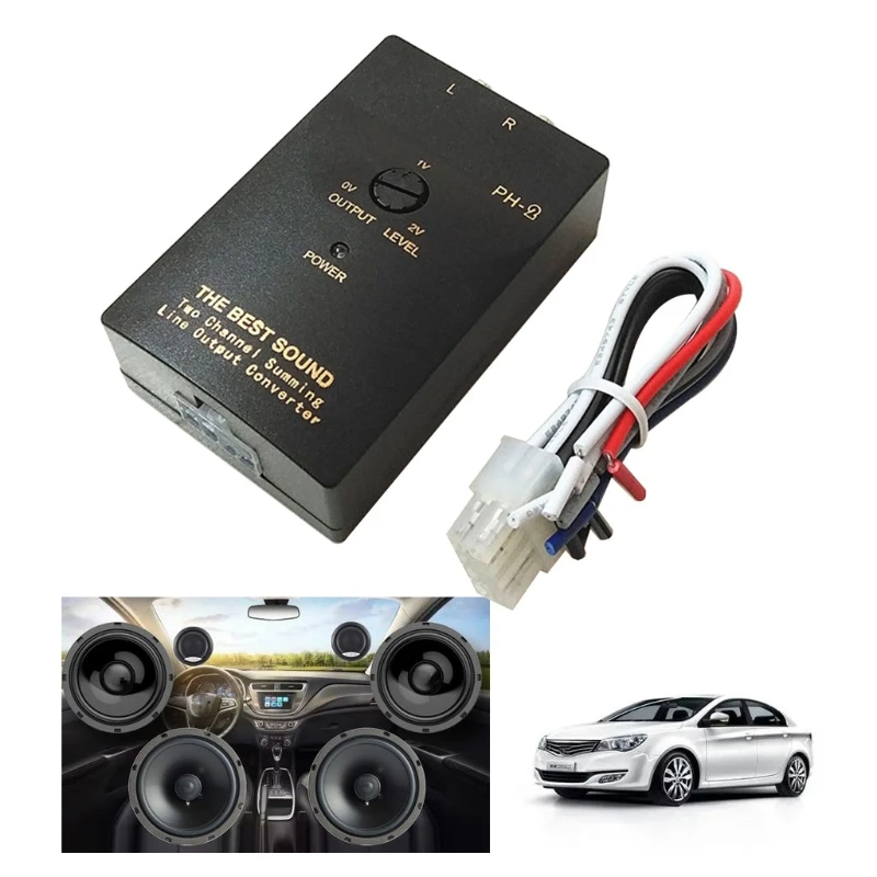 High to Low Level Line Output Impedance Converter RCA-Car Line Control Converter Speaker Output Audio Signal Adapter