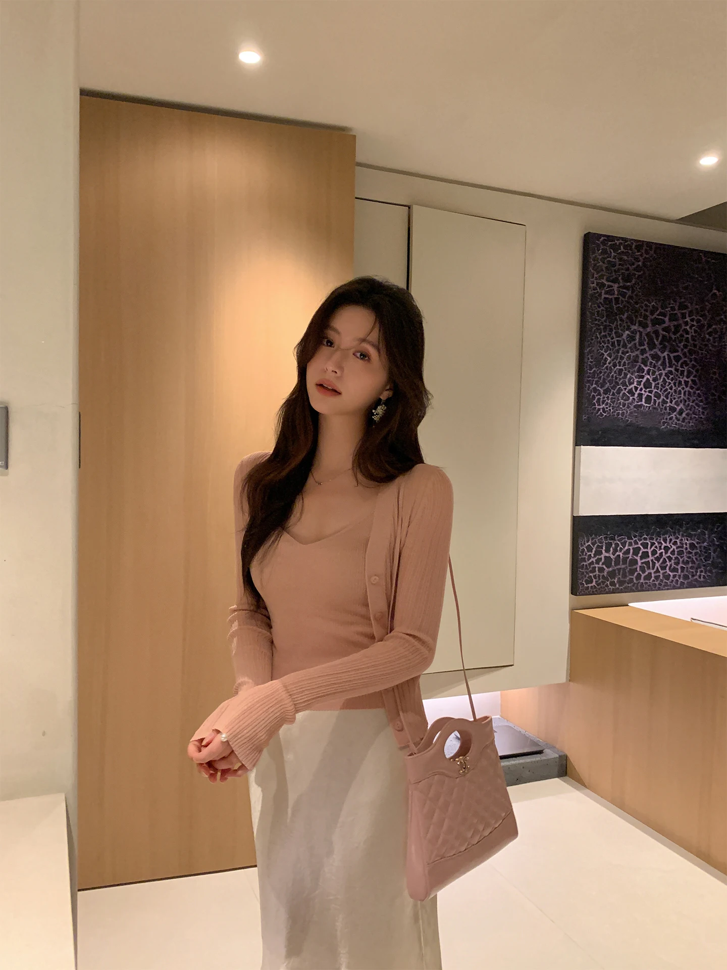 

Slimming Effect Acetate Cotton Long Sve Knitted Cardigan ort Outerwear V-ne Spring New Sle Women's Faion Outerwear