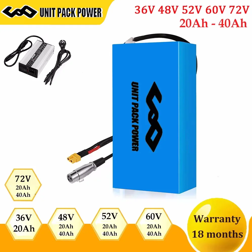 

48V 40Ah 60V 72V Ebike Batteri Pack 52V 25AH 36V Electric Bicycle Escooter Battery 4400W 500W 750W 1000W 1500W 1800W 2000W 3000W