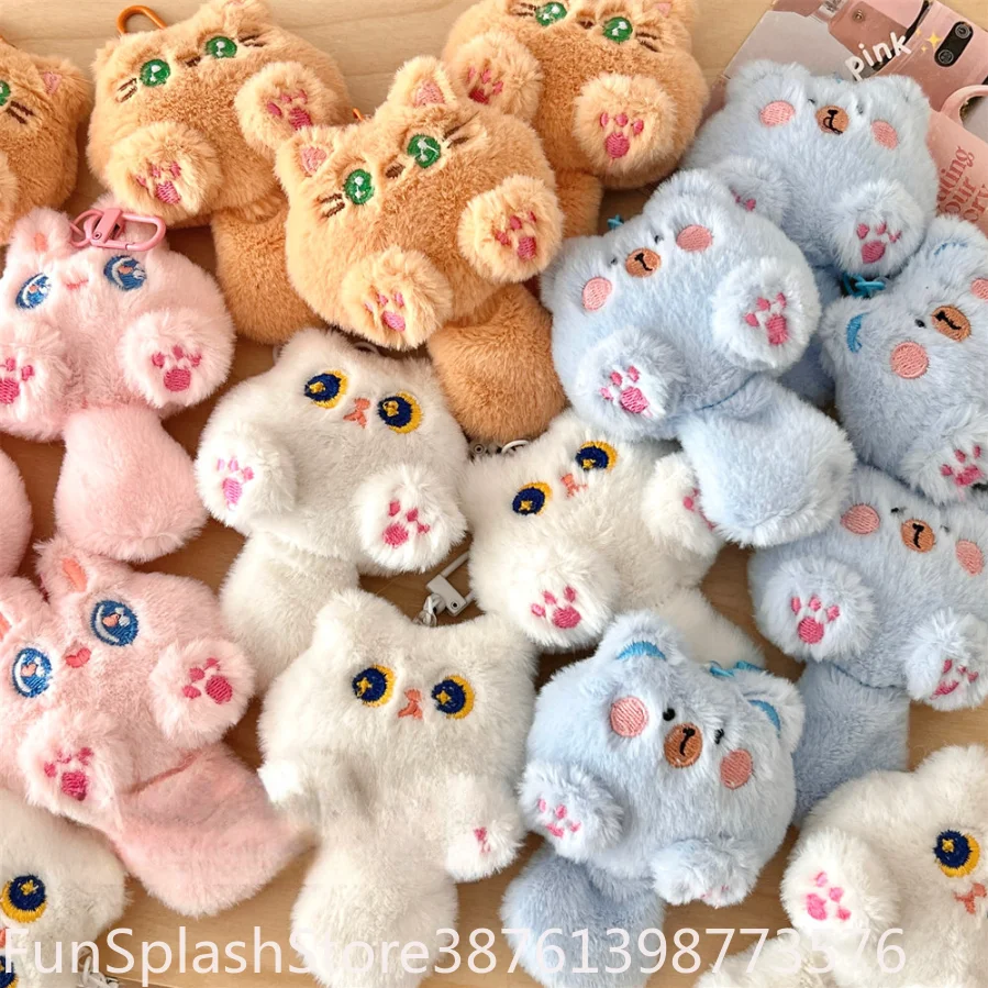 Cute Plush Cartoon Cat Doll Pendant Soft Stuffed Kitty Charm Backpack Decoration Ornament Student Girls Birthday Gift