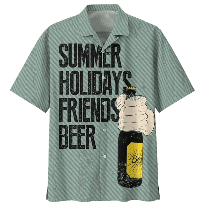 Beer Festival 3d Printed Hawaiian Shirt For Men Clothes Summer Beach Aloha Shirts Lapel Short Sleeves Tops Button Blouses