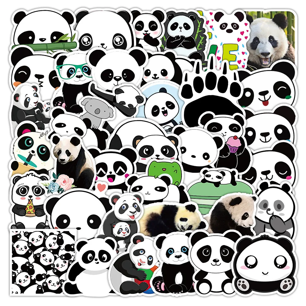 50PCS Cartoon Cute Panda Graffiti Sticker Fun Decal Toy Gift Creative DIY Water Cup Stationery Box Desk Guitar Phone Case