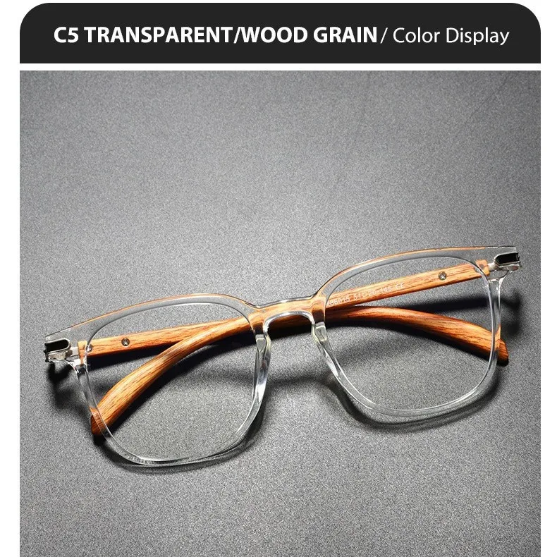 Fashion Square Anti‑Blue‑Light Reading Glasses Retro Wood Temples Reduce Eye Fatigue Presbyopic Eyewear For Computer Reading