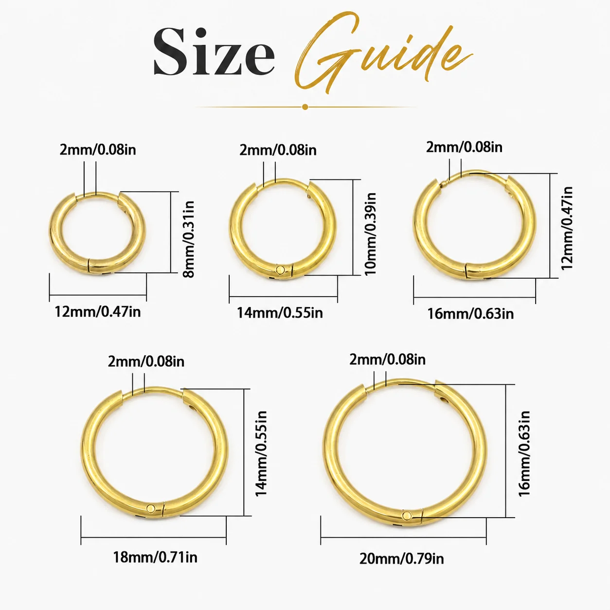 8-16mm 5/10 pcs Stainless Steel Inner Diameter Ear Hooks Gold/Silver Handmade DIY Jewelry Making Necklace Link Accessories