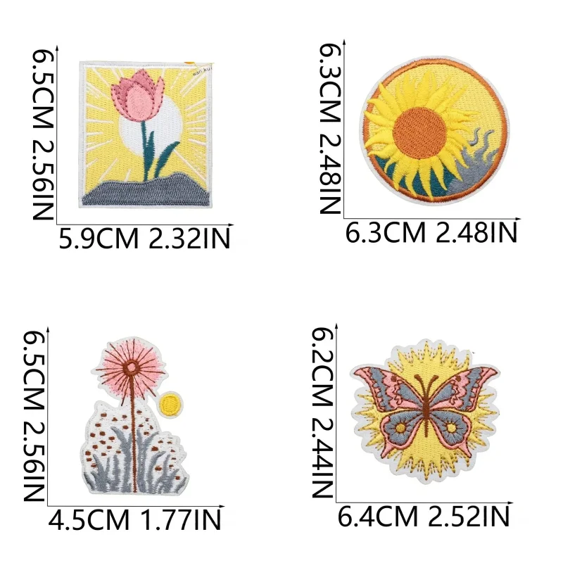 Art Chapter Cartoon Sunset Embroidery Decorative Ironing Sewing DIY Cartoon Floral Logo Clothing Shoes Hat Bag Patch