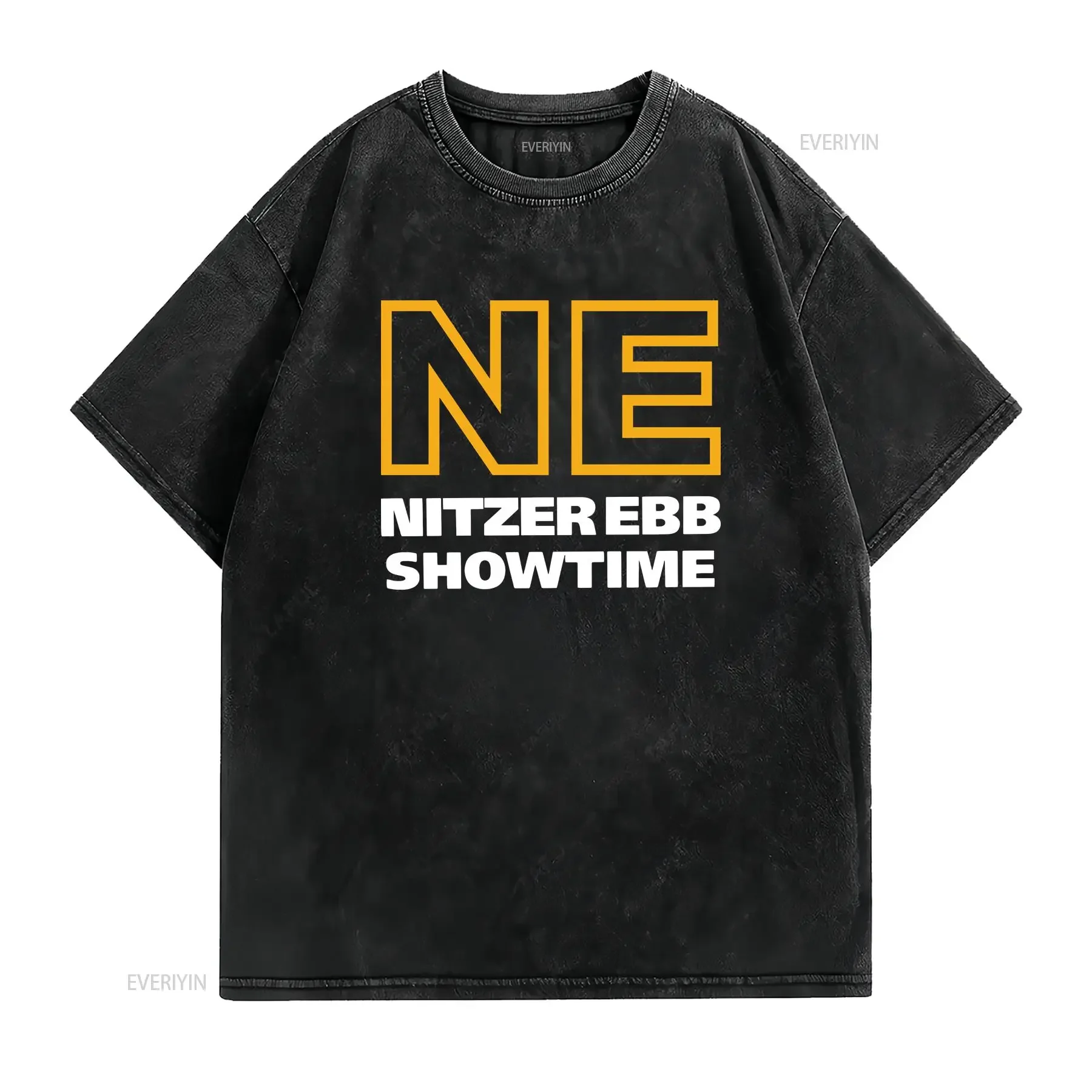 Vintage 90s NITZER EBB1990 SHOWTIME Men's T Shirt vintage Washed streetwear graphic Versatile Comfortable Soft