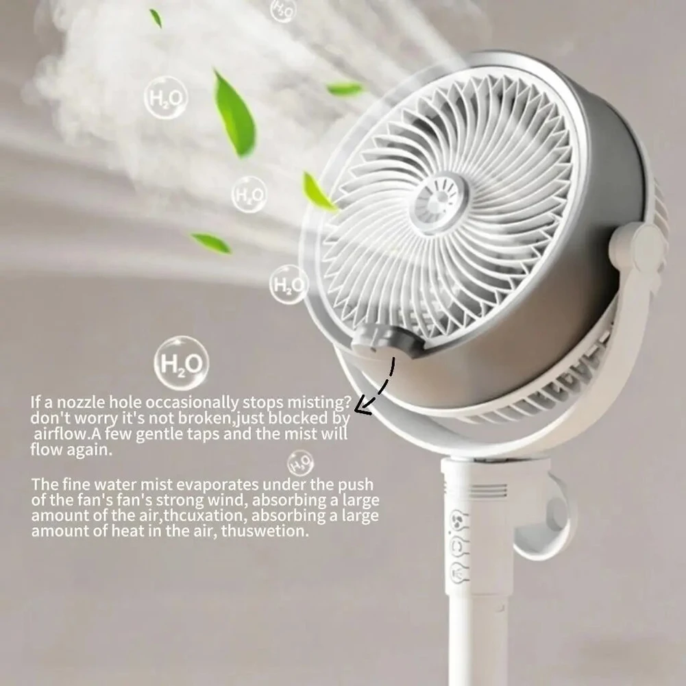 3-in-1 Air Circulator Humidifier Fan 4 Speed Adjustable Height Quiet Portable Pedestal Stand Fan for Home Bedroom Office Camping