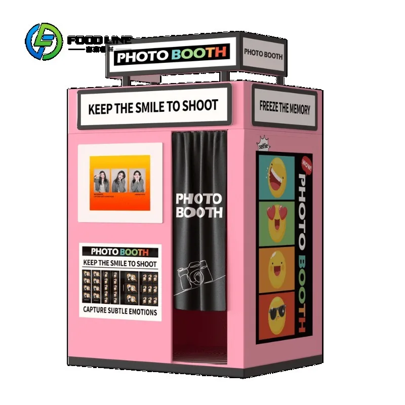 Lift Screen All One Photo Booth Corner Design Wi-Fi Enabled Remote Control Smartphones Camera for Indoor Commercial Self Custom
