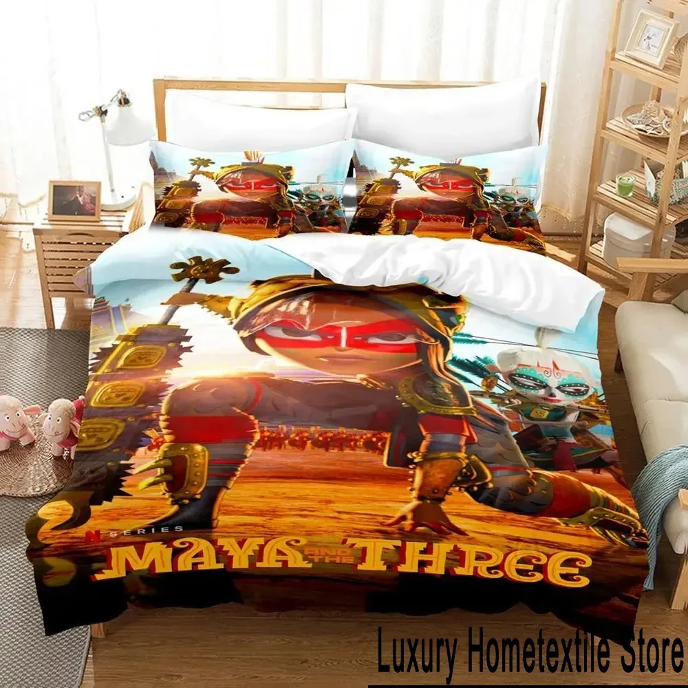 

3D Print Maya and Three Bedding Set Duvet Cover Bed Set Quilt Cover Pillowcase Comforter king Queen Size Boys Adult Bedding