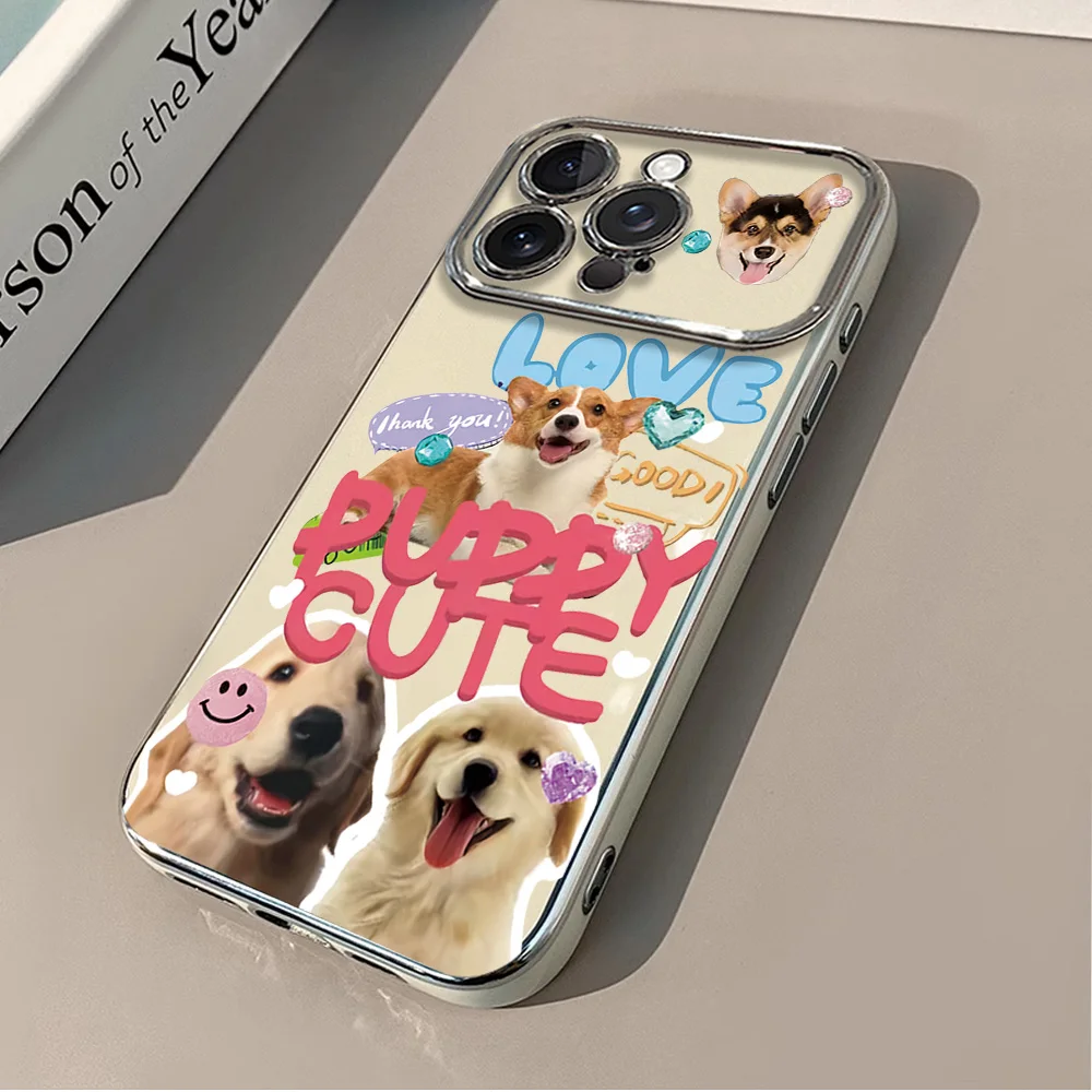 Appearance Cute Dog Puppy Ins Electric Ferry Large Window Phone Case For IPhone 12 11 13 14 15 16 Max Pro Plus Shell